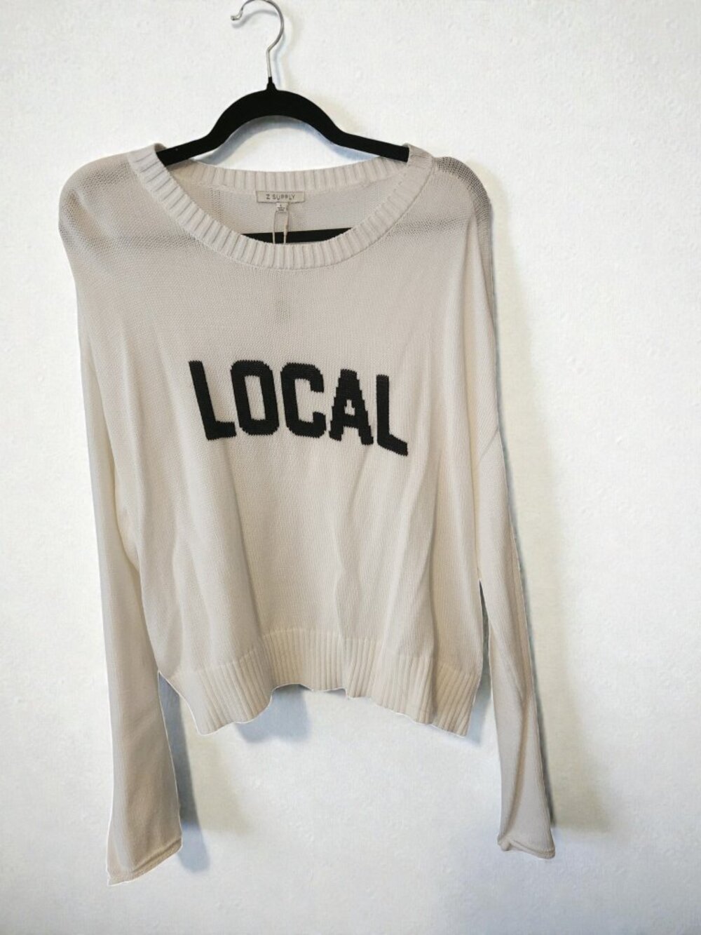 ✨ Z Supply LOCAL Sweater Large NWT Cream Lightweight Graphic ✨ - Picture 4 of 11